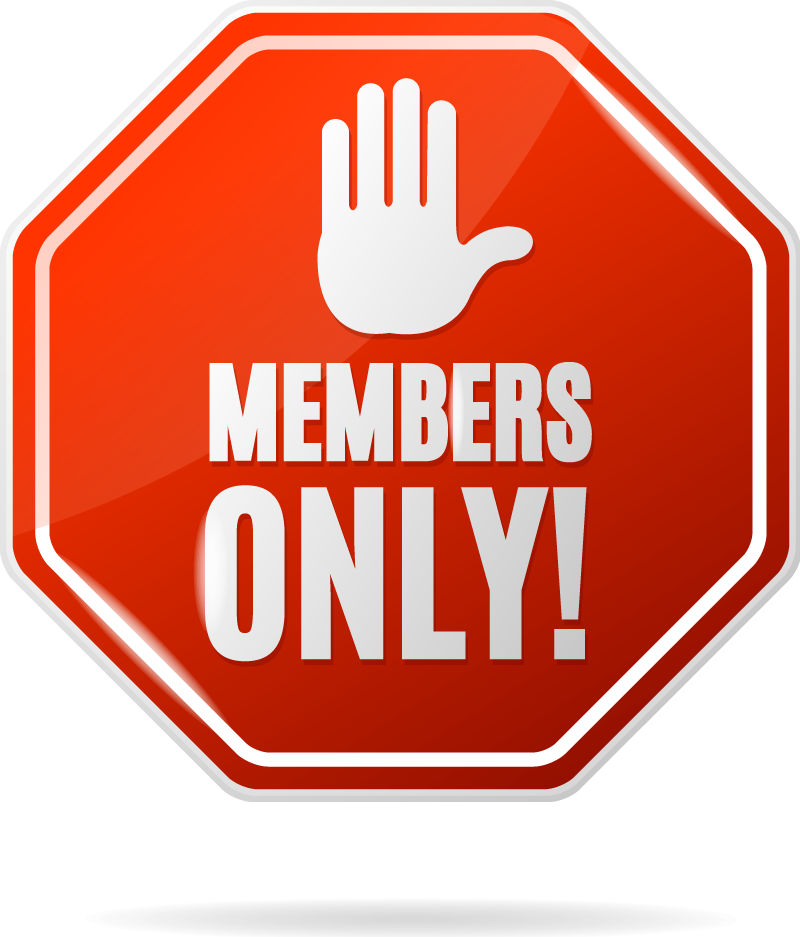 picture of sign with hand up members only